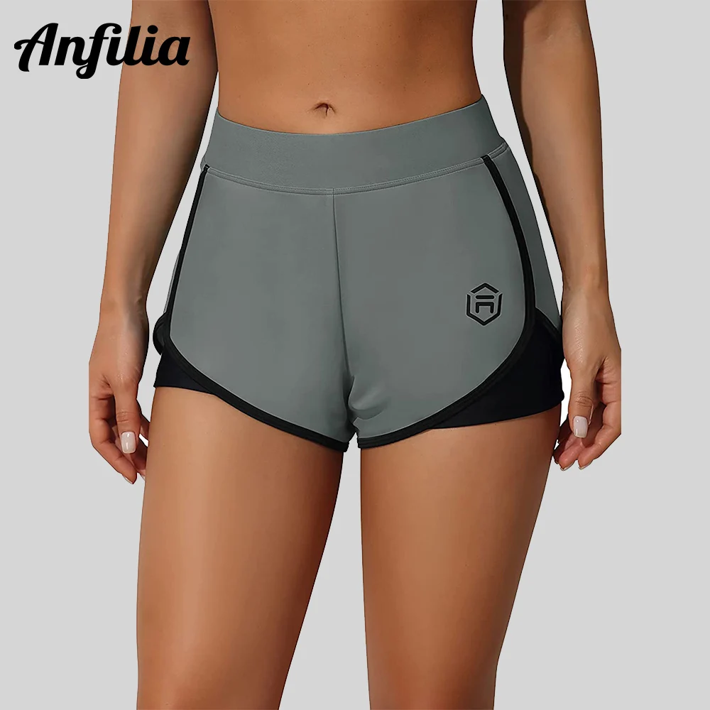 

Anfilia Women High Waist Swim Shorts Workout Fitness Tankini Bottom Swimming Bottom Board Short Beach Wear