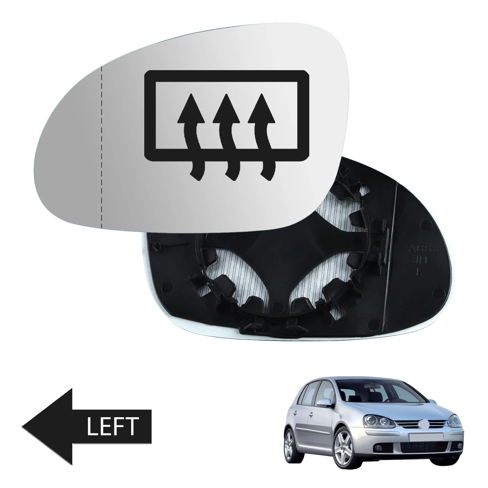 For VW Golf MK5 2003-08 Left Door Wing Mirror Glass Heated Convex