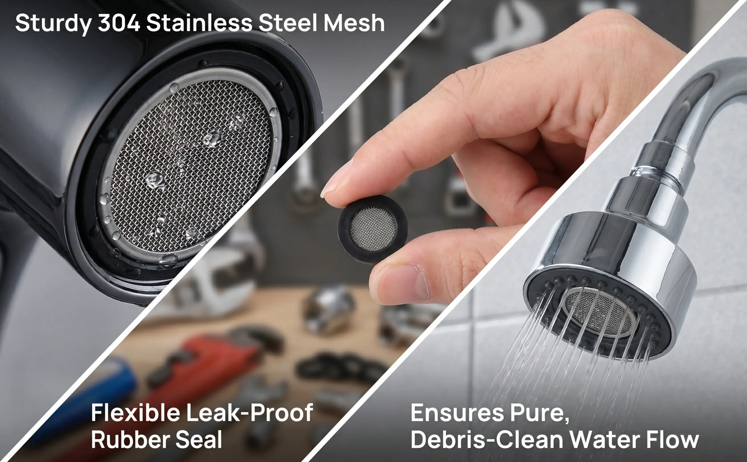 20Pcs Steel Mesh Rubber Gasket 304 Stainless Filter Faucet Seal Replacement Shower Hose Sink Strainer Washer Tool Black