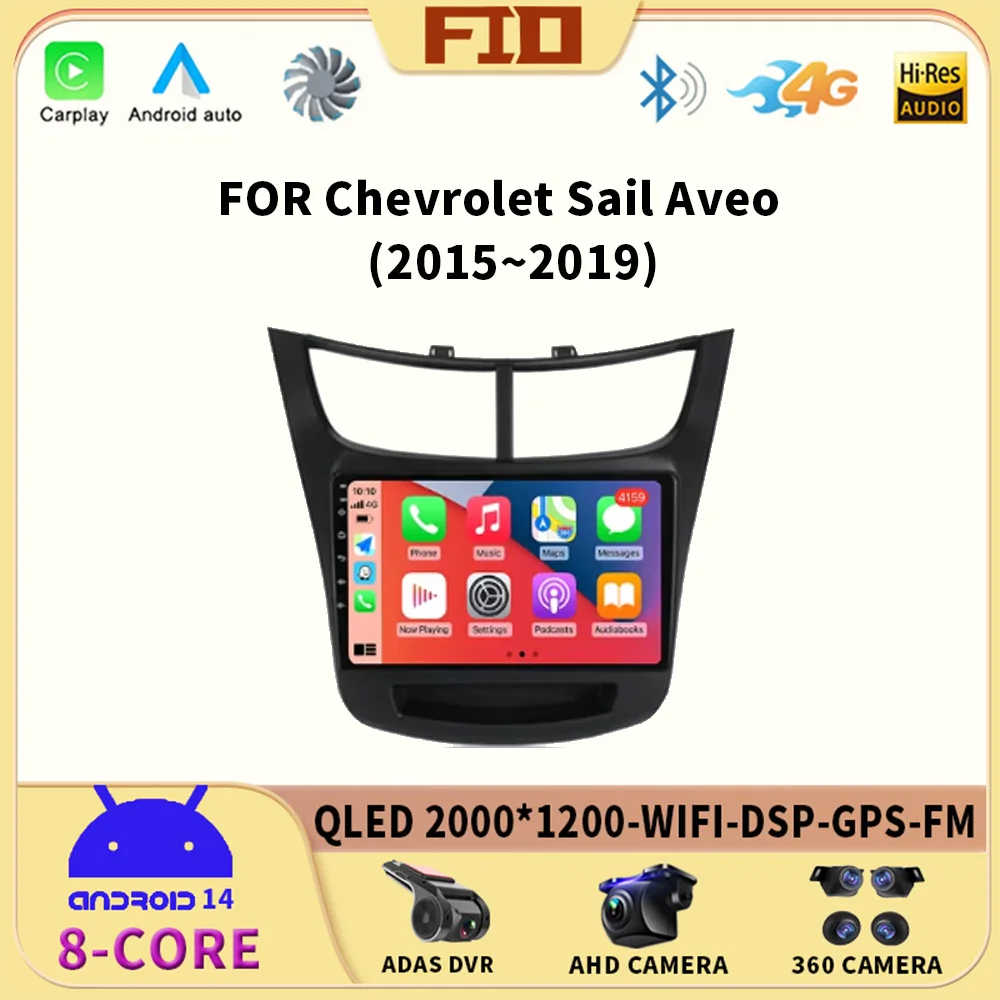 

Car Radio Carplay For Chevrolet Sail Aveo 2015 - 2019 GPS Navigation Video Android Auto Stereo Multimedia Player 5G Wifi No 2din