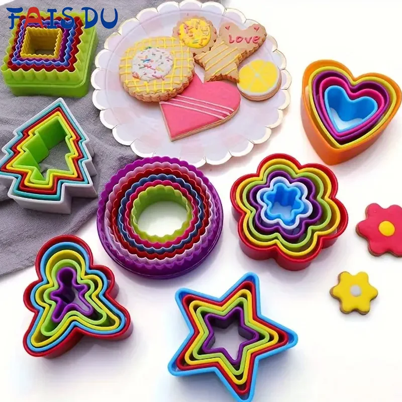 

FAIS DU Sandwich Cutters for Children Kids Christmas Tree Heart Star Shapes Cutters Fruit Vegetable Bread Toast Food Cookie Mold
