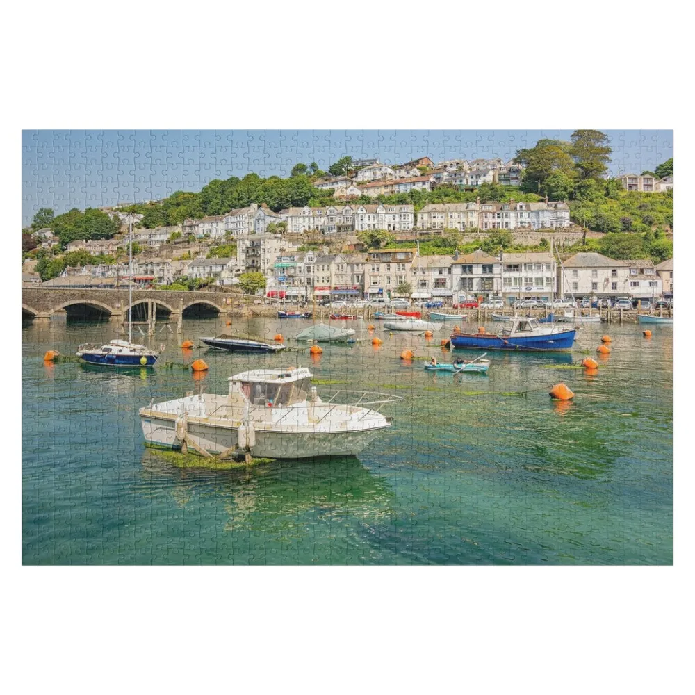 East Looe River at high tide - Looe, Cornwall, UK. Jigsaw Puzzle Custom Jigsaw Wood Name Custom Gift Puzzle
