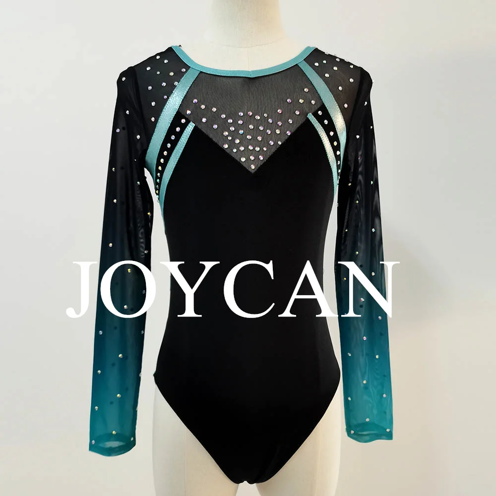 

JoyCan Gymnastics Leotards Girls Women Black And Green Spandex Elegant Dance Wear for Competitiion