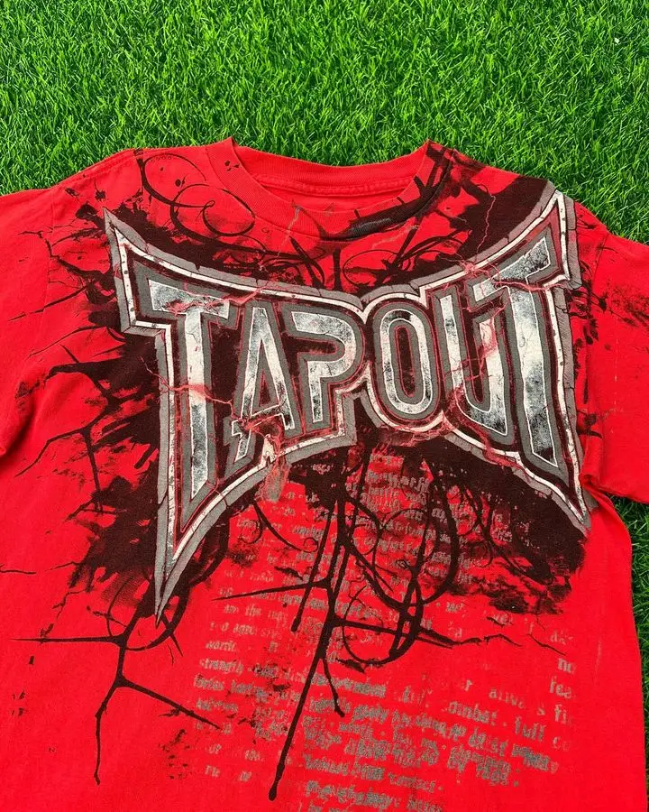 Streetwear Tapout T Shirt Y2K Retro Punk Hip Hop Graphic Print Oversized TShirt Mens Womens Round Neck Cotton Short Sleeve Tops