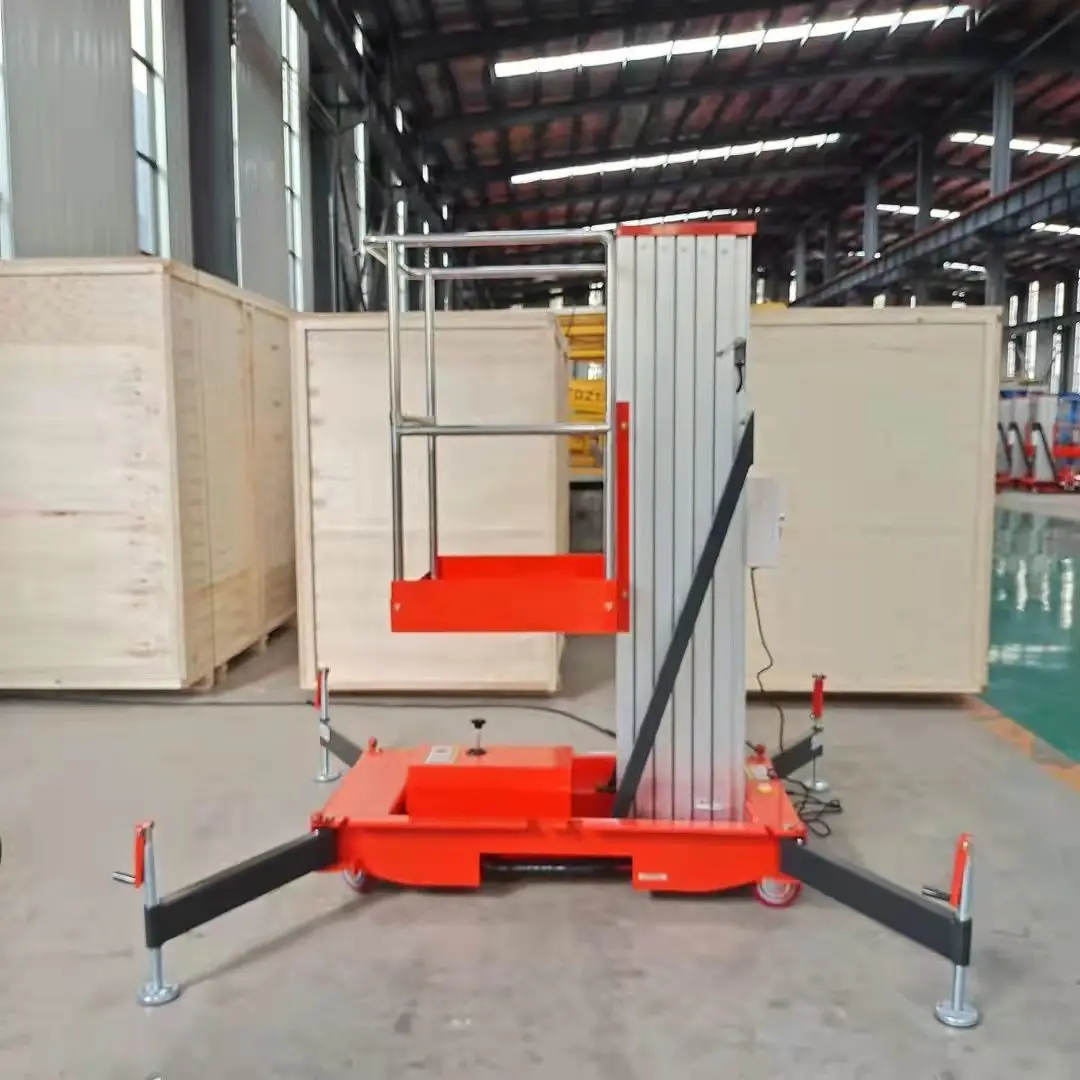 Compact Single Column Aluminum Alloy Vertical Lift Flexible Mobile One Man Hydraulic Aerial Lift Platform