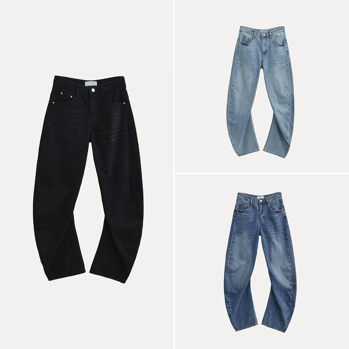 

Low Waist Loose Fit Straight Leg Distred Sewing Line Women's Jeans Autumn New Sle Casual Versatile Ladies Denim Pants