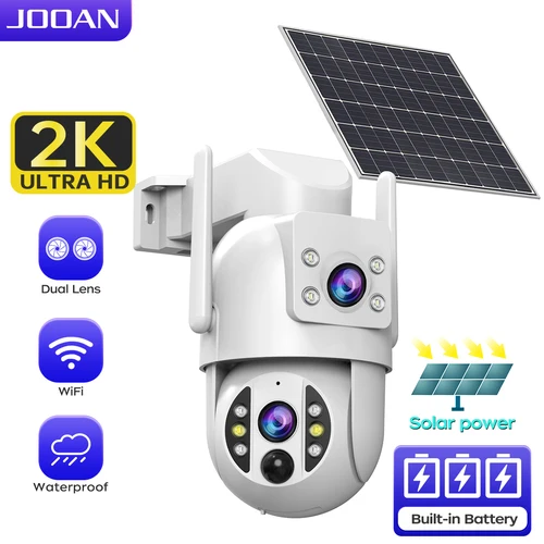 JOOAN-cámara Solar inalámbrica 2K 4K para exteriores, WiFi, lente Dual, batería, IP, detección humana, Audio bidireccional, Monitor CCTV, videovigilancia