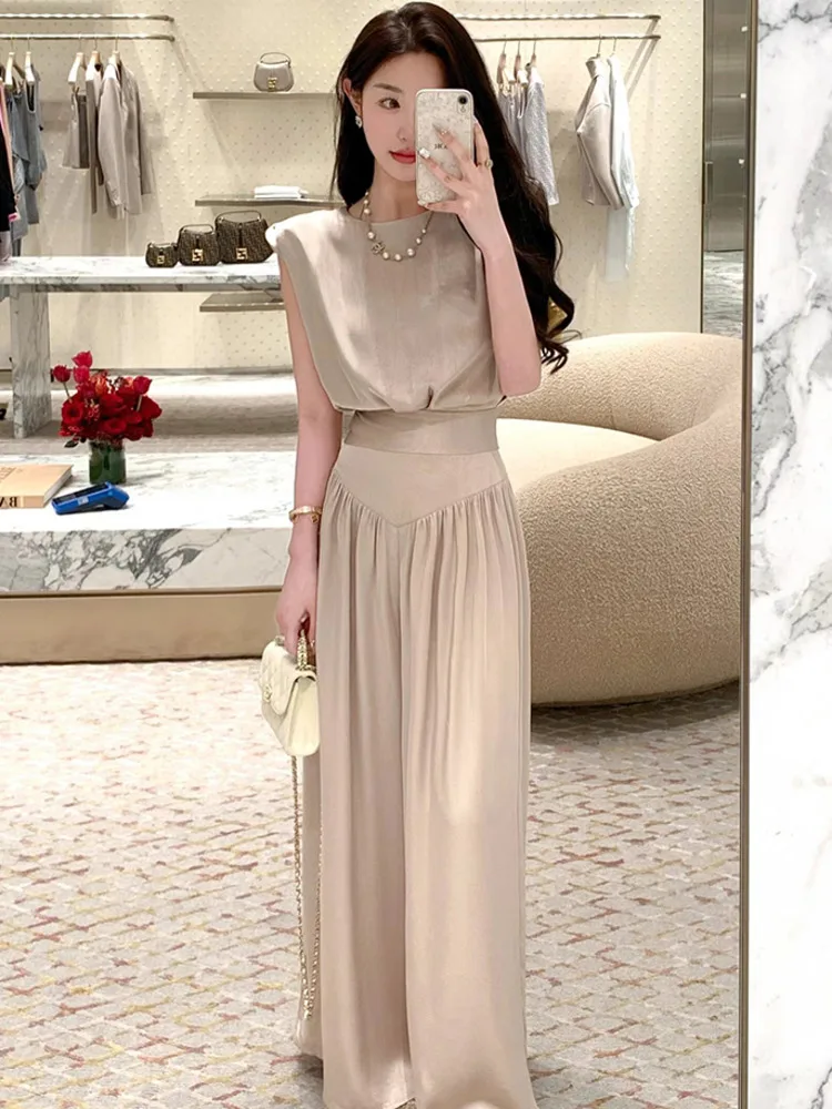 2024 summer Fashion Casual Two Piece Set Women blouse+ wide leg pant Sets 2 Piece Sets Women Outfit conjuntos femininos elegante