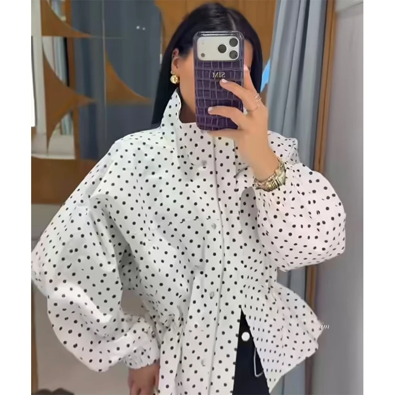 Jackets Women's Spring 2026 New Fashion Beige Polka-dot Elegant Women's Warm Jackets Coat Street Chic Spring Travel Youth Coats