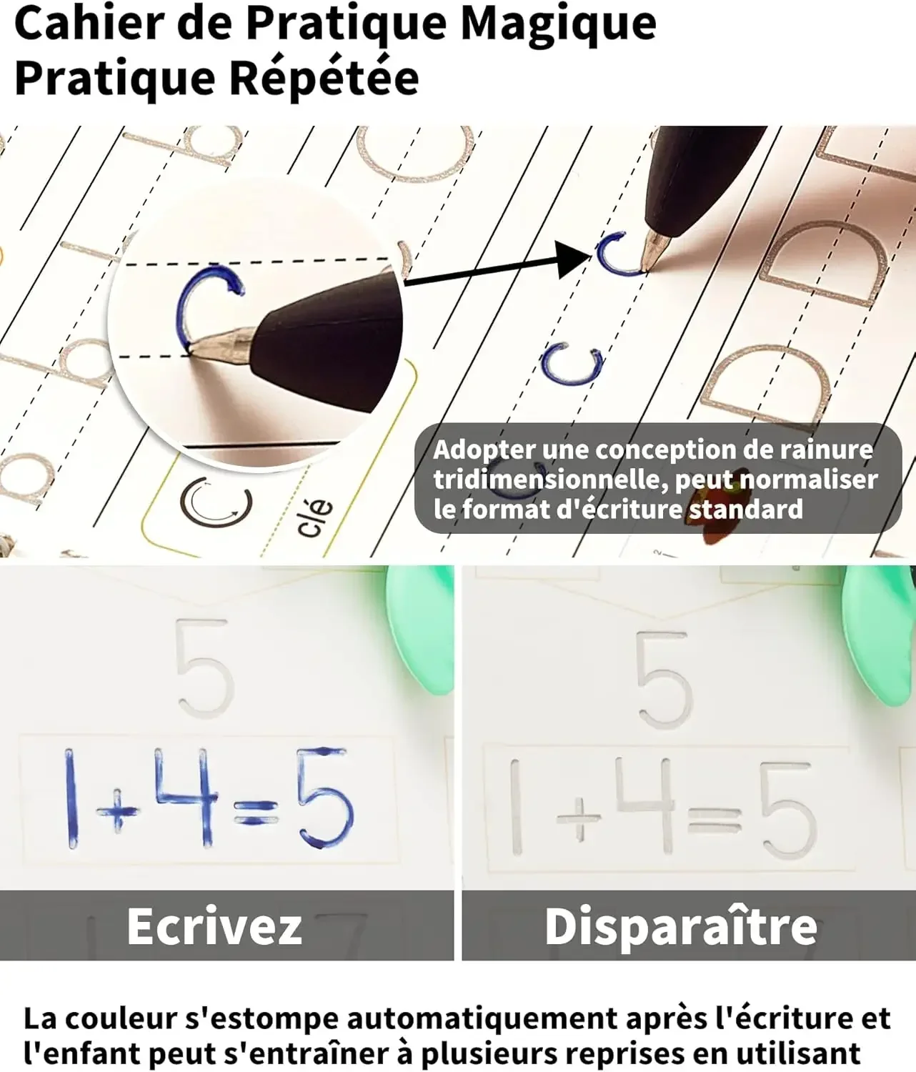 French Magic Practice Copybook Magic Book That Can Be Reused Learn Alphanumeric Drawing Math Writing Children Calligraphy