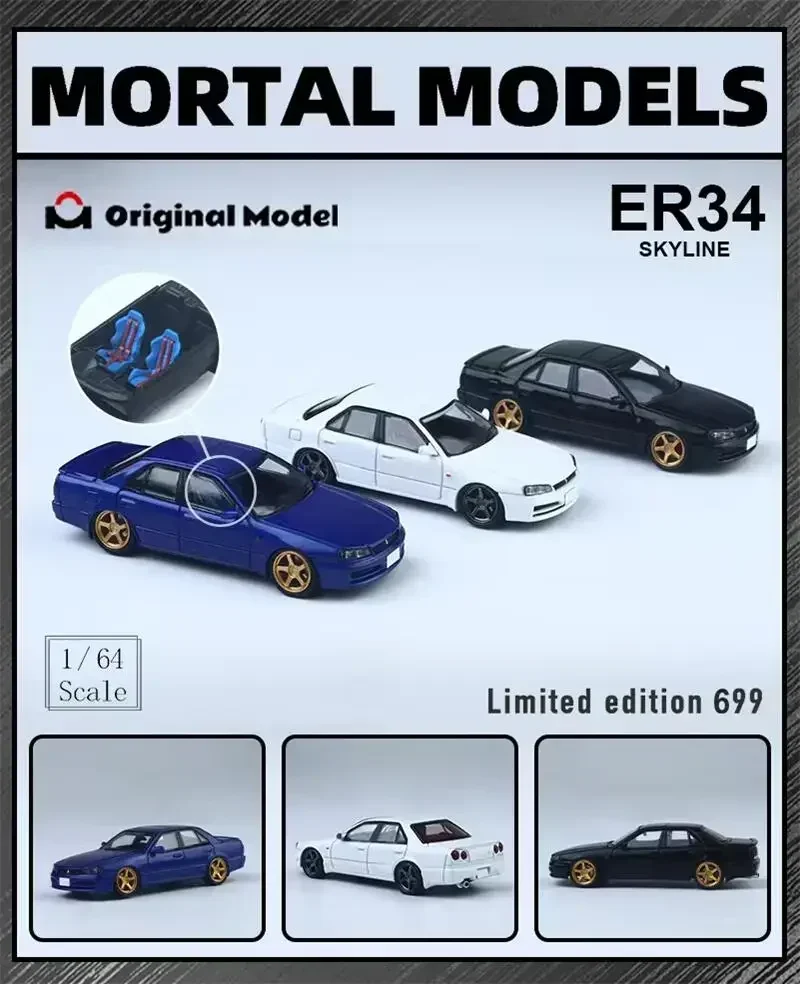 

**Pre-Order** Mortal x OM 1:64 Skyline ER34 limited699 Diecast Model Car