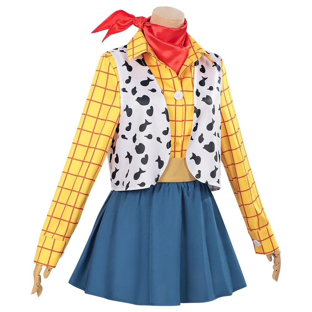 Anime Andy Davies's Toy Woody Jessie Cosplay Costume Western Cowboy Uniform Set Hat Men Women Halloween Party Role Play Outfits view 2