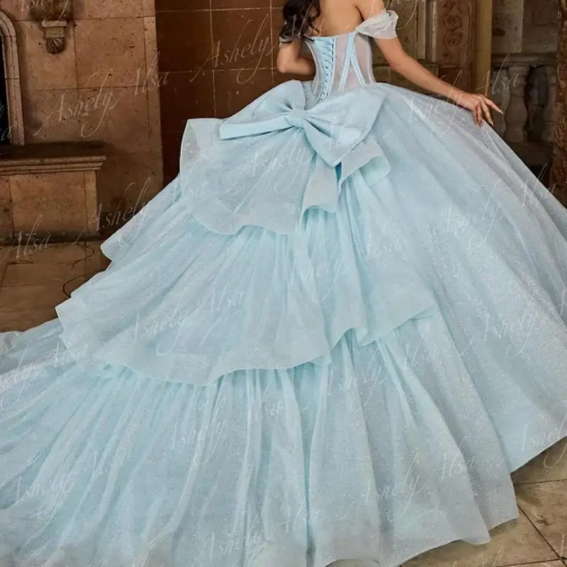 Elegant Women Prom Dance Queen Illusion Bodice Ball Gown Floor Length Birthday Party Dress Vestido De xv Anos 15 14 Quinceanera