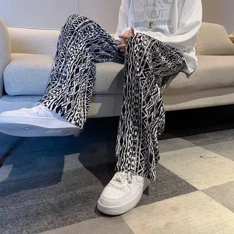 Vintage Sweatpants Male Y2k Wide leg Oversize Pants Men Casual Sport Ankle-length Straight Trousers Streetwear 2023 New