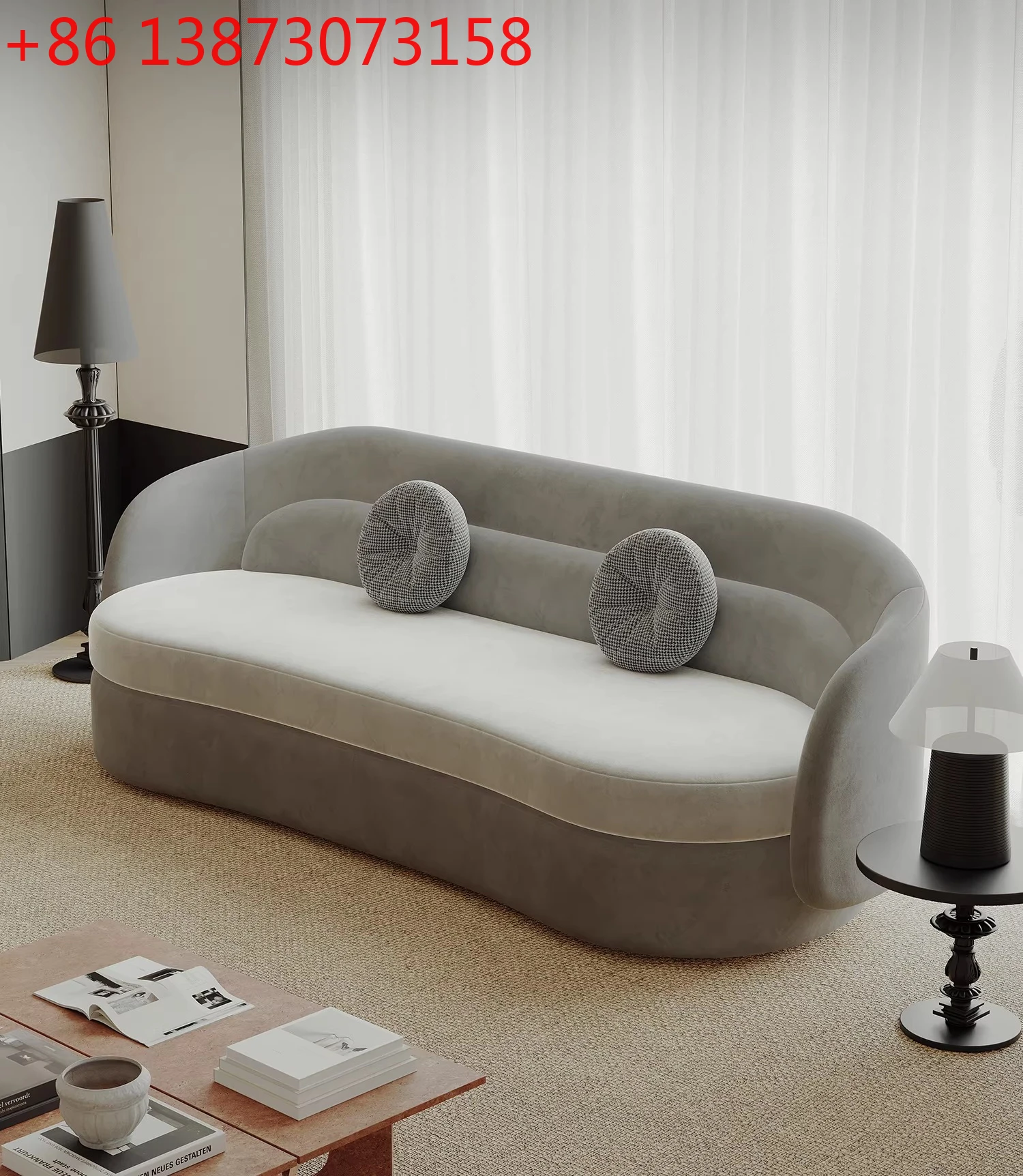 

Итальянский минималистичный тканевый диван для дома, гостиной, квартиры, дизайнерский, современный, минималистичный, прямой диван в стиле ваби-саби, цвет песочный ветер.