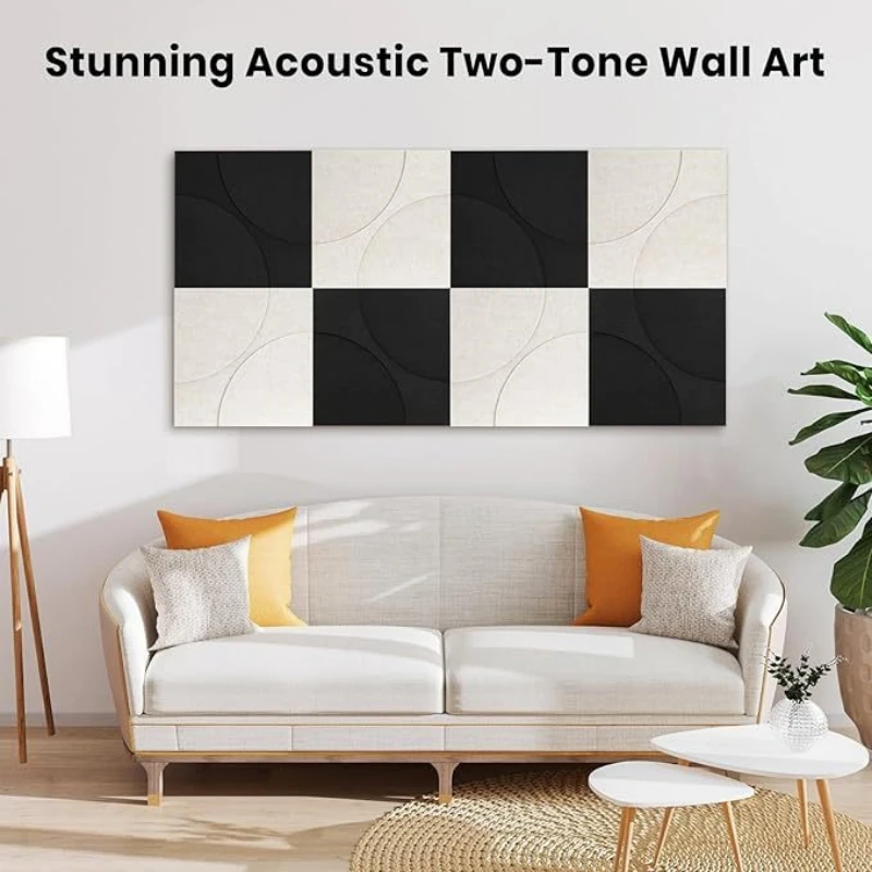 3D Interlocking Polyester Fiber Acoustic Panels Self Adhesive Sound Absorbing Wall Decor for Home Office Conference Room