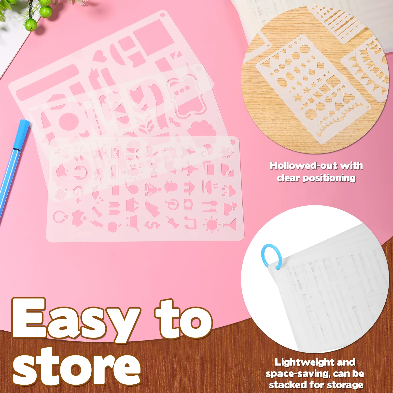 21 PCS Journal Stencils Set 4x7 Inch Reusable Plastic Planner Stencils Crafts DIY Drawing Templates for Journal Notebook Diary