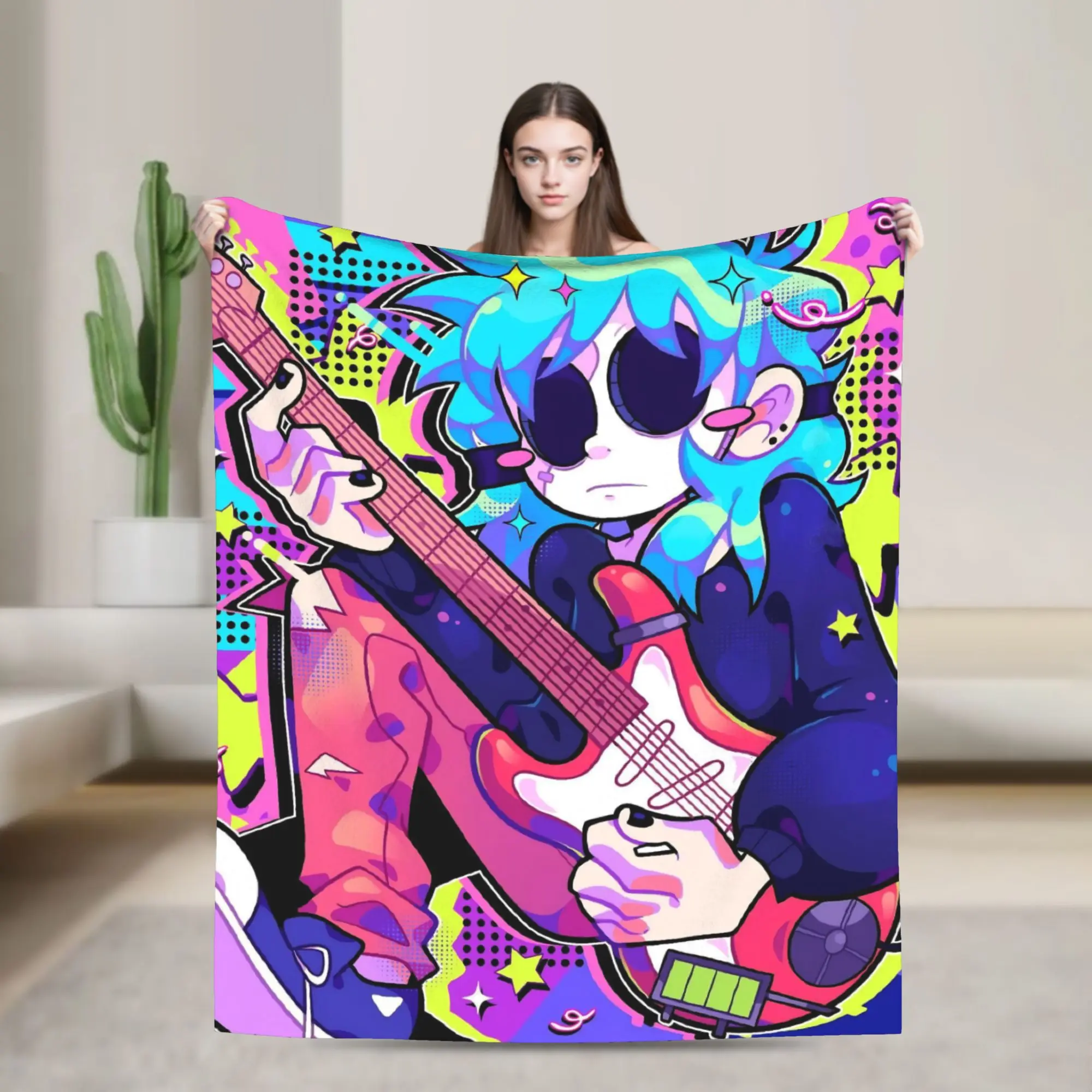 Sally Face Horro Game Knitted Blankets Flannel  Lightweight Throw Blanket for Bedroom Sofa Bed Rug