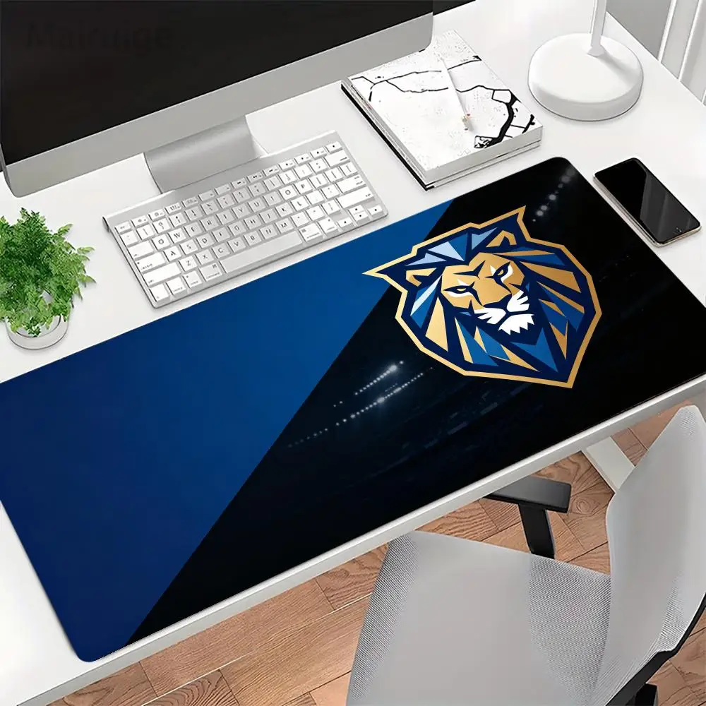 Blue black spotlight metal team emblem playmat lion shield paw competitive gaming office mousepad