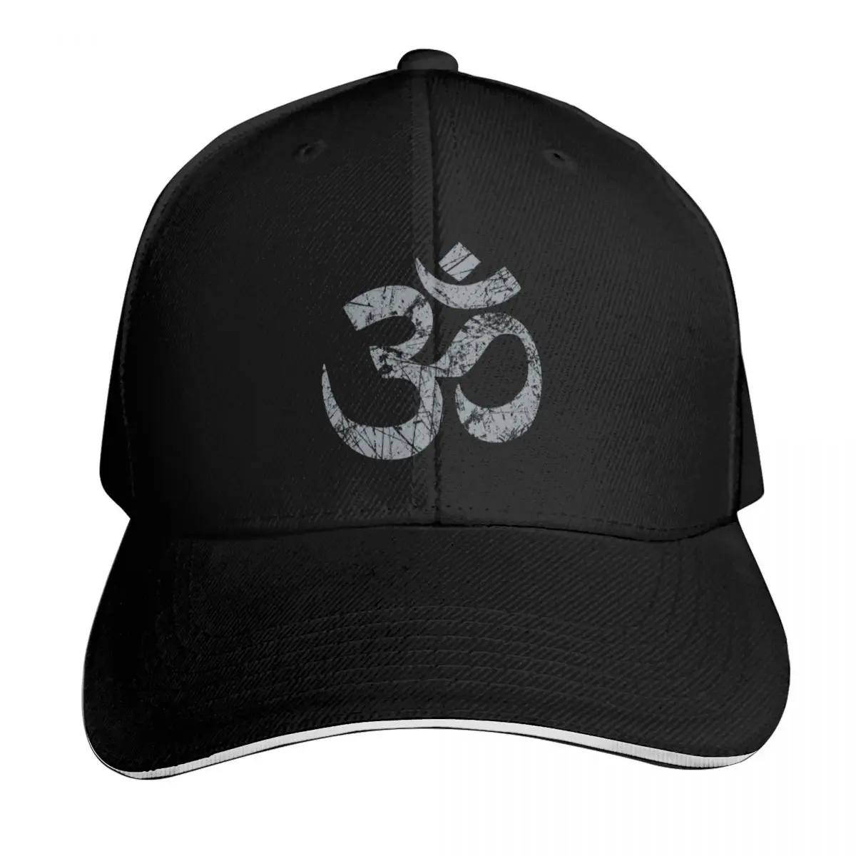 OM Yoga Spiritual Symbol in Distressed Style Baseball Cap Men Women Casual Summer Sport Sun Cap
