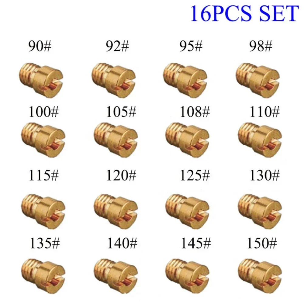 VERYUS 16Pcs/Set Carburetor Main Jet Kit For PWK Keihin OKO CVK 90,92,95,100,105,108-150 Carburetter Carburetor Main Injector No