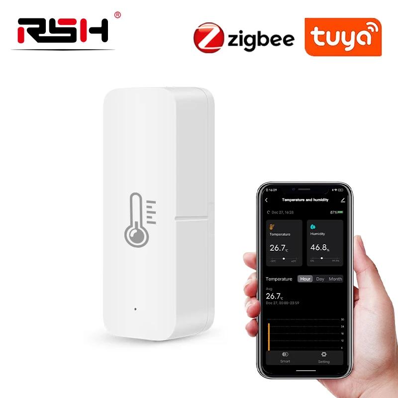Smart WiFi Temperature Humidity Sensor, Wireless Room Thermometer Hygrometer, Works with Tuya Smart Life Alexa Google Assistant