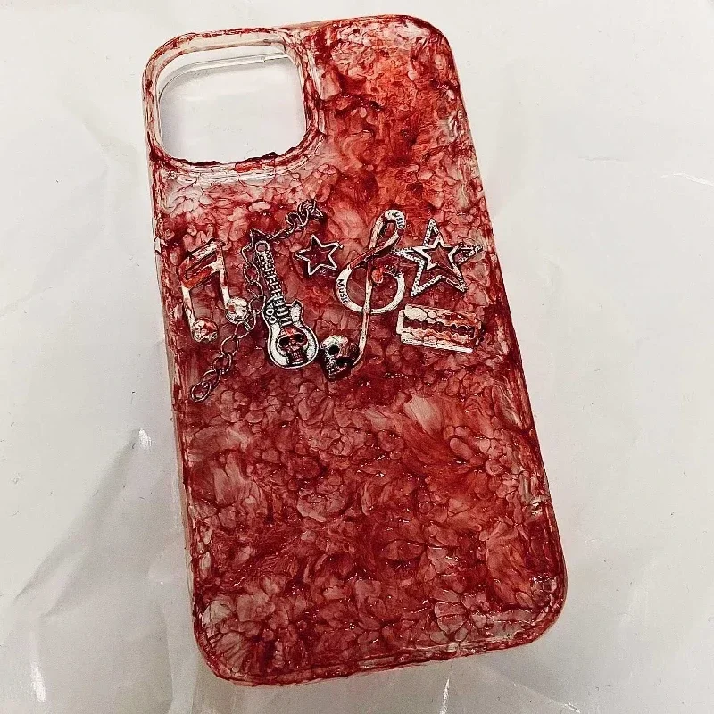 4088 Original 3D funda para teléfono móvil hecha a mano nota escarlata oscura estilo gótico Horror Punk personalizado regalo de Navidad y Halloween