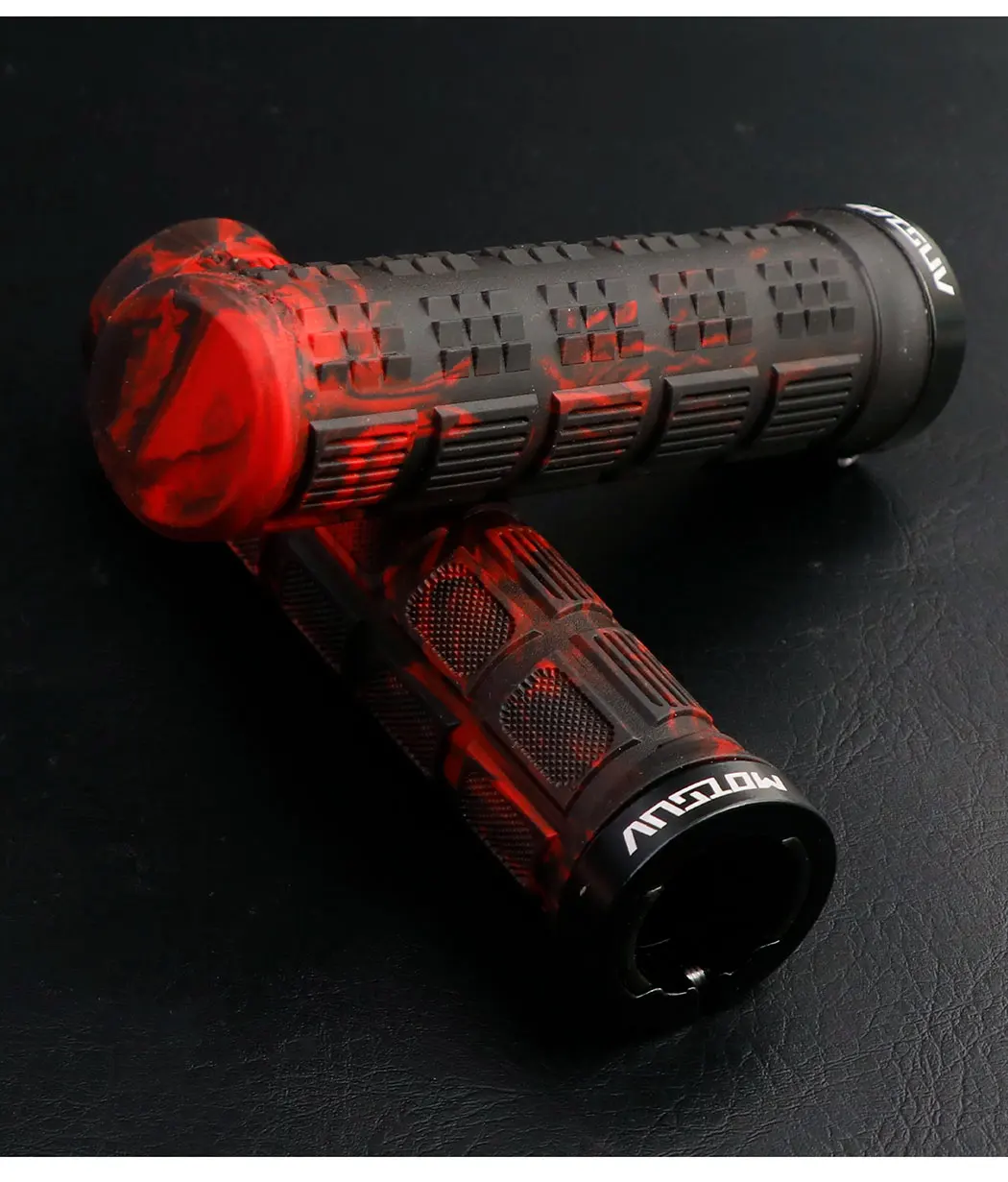 Mountainbike-Lenkergriffe, zweifarbig, Aluminiumlegierung, rutschfestes Gummi, ergonomisches Design für bequemes Radfahren auf der Straße – Detail 17