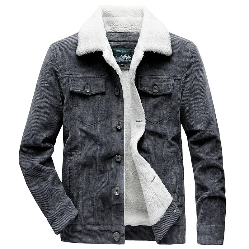 Chaqueta de algodón de Color sólido a la moda, ropa de invierno para hombre, chaqueta con cremallera, abrigo de terciopelo, herramientas de pana, Parka informal coreana