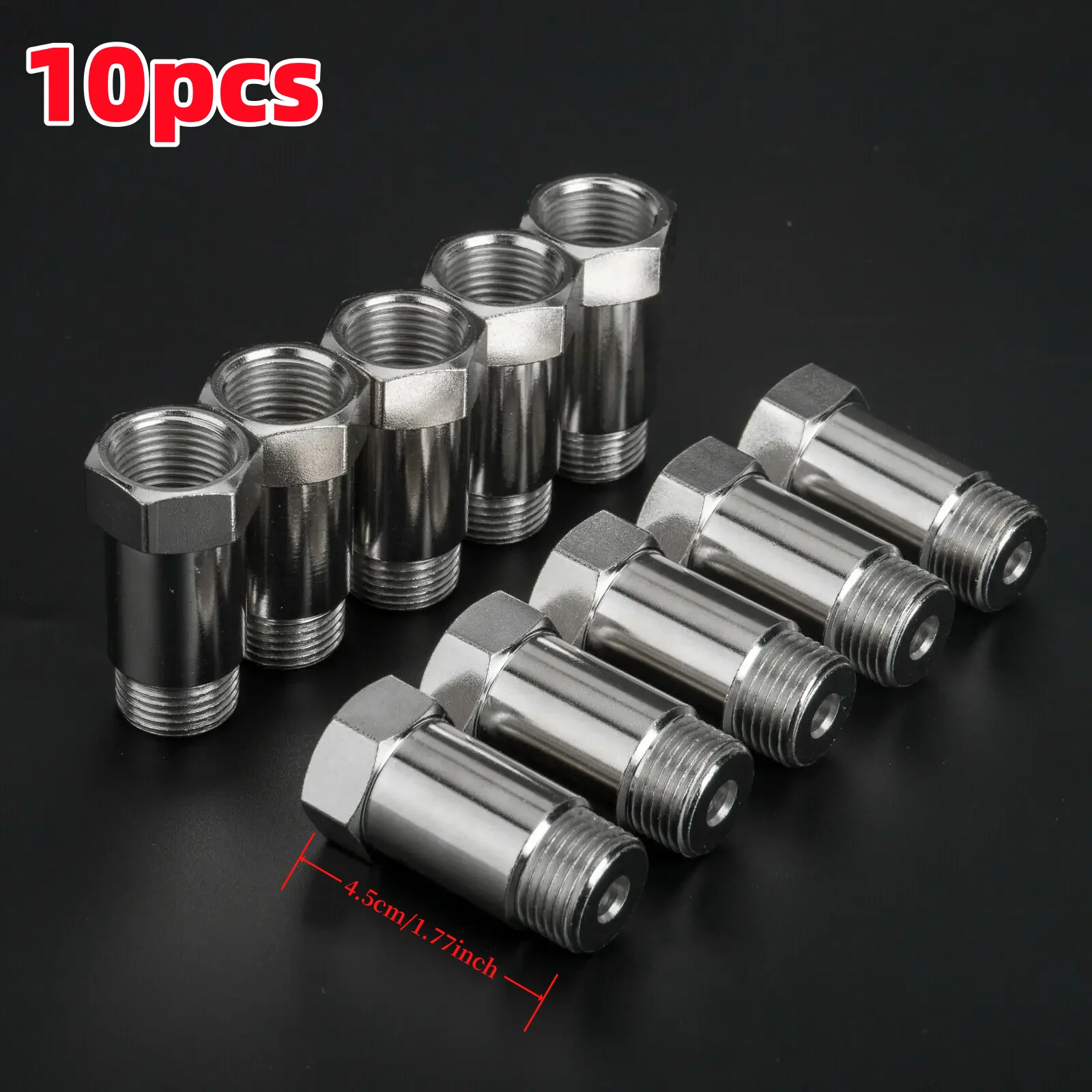 10PCS Oxygen Sensor Spacer Adapter Extender 45mm M18*1.5 Extension Spacer O2 Test Pipe Extension Extender