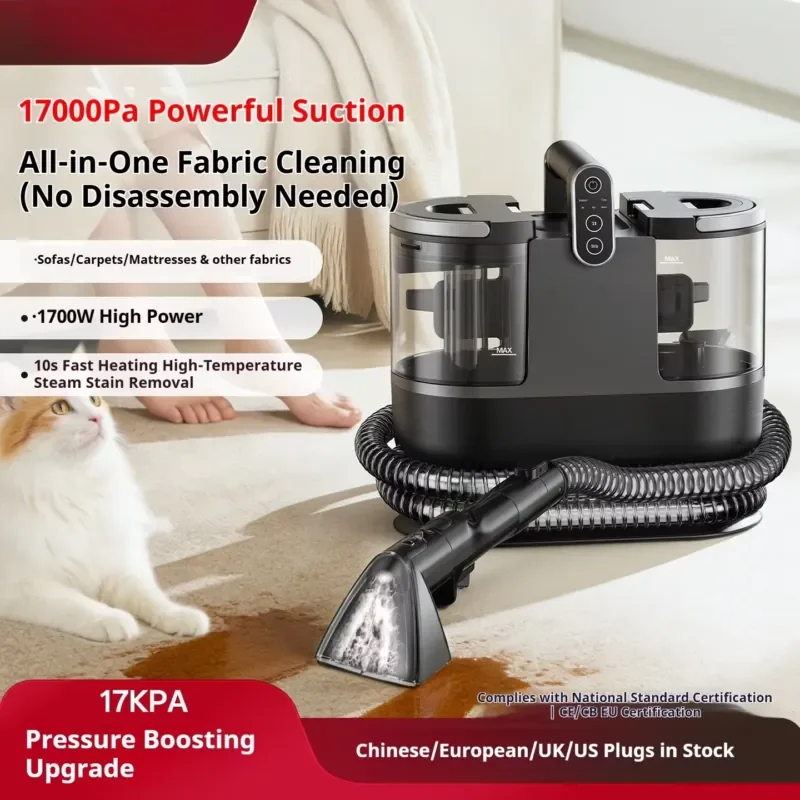 Factory Electric Bagless Handheld Steam Vacuum Cleaner for Fabric Cleaning Curtain Sofa Carpet Mattress with Integrated