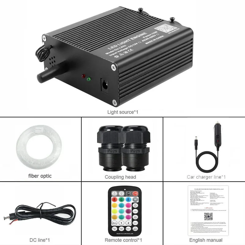 32W Dual Color Starlight Headliner Kit 1000pcs*0.75mm*3m LED Fiber Optic Lights with APP Remote Control Car Roof Lights