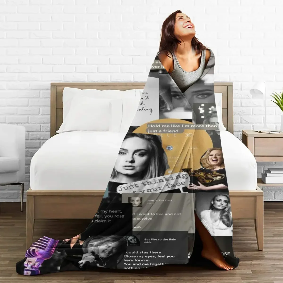 

Adele Plaid Baby Blankets Sofa Cover Fleece English Singer Decoration Ultra-Soft Throw Blanket for Sofa Couch Plush Thin Quilt