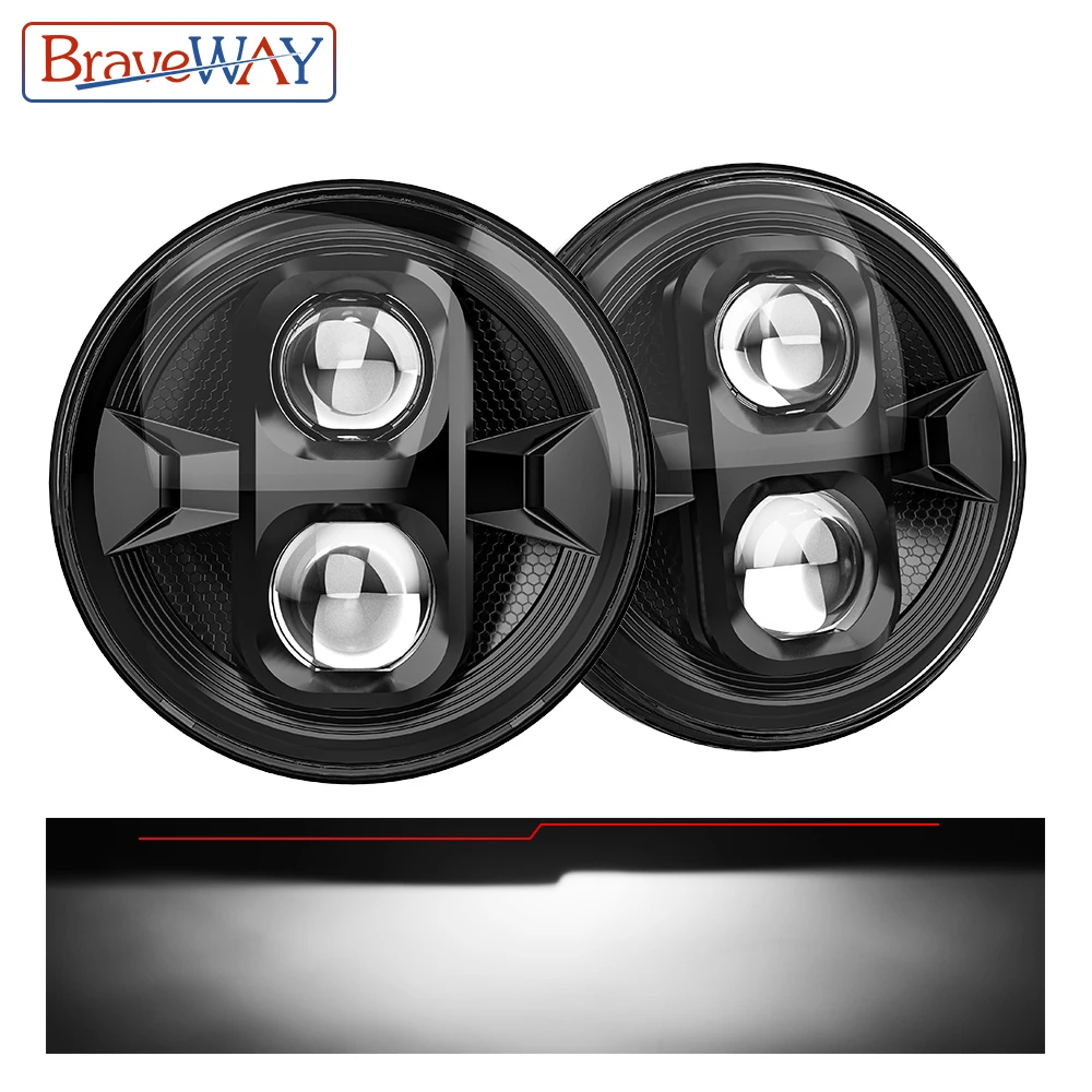 

7 Inch LED Headlight Hi/Low Beam Clear Cut-off line 12V 100W 50000LM 6000K Z-Shape Light Boundary