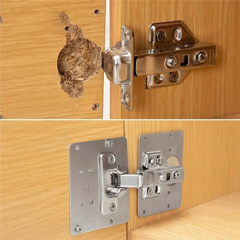 VEHO-لوحة إصلاح مفصلات خزانة المطبخ، الفولاذ المقاوم للصدأ، مجموعة أدوات مفصلات باب الخزانة، مجموعة أطباق إصلاح الخزانة #2