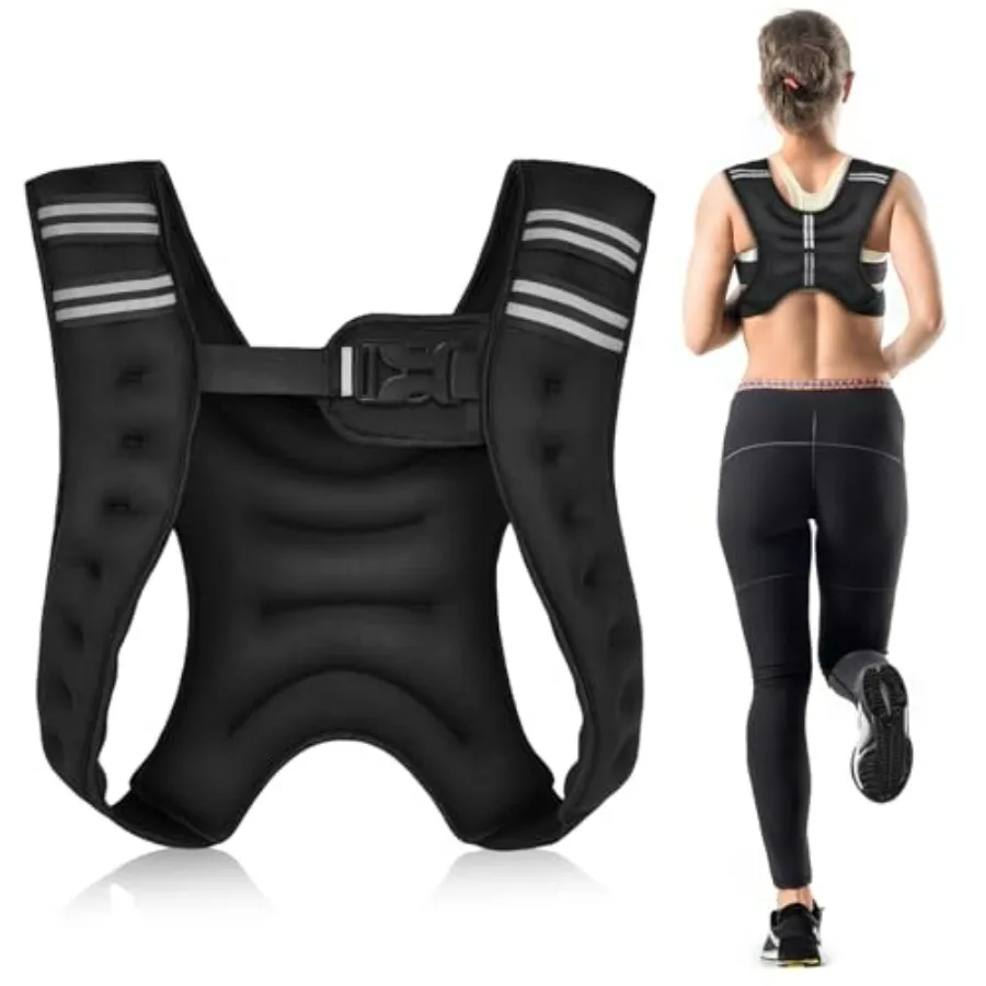 Chaleco ponderado, chaleco de peso de 11 lb con raya reflectante, chalecos de peso corporal ajustables para hombres, entrenamiento de mujeres, entrenamiento de fuerza,
