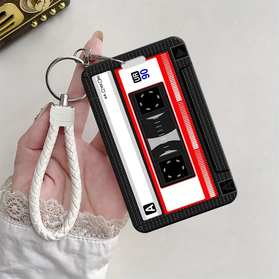 Cassette Tape Volume Camera Cover Case 1Pc Card Holder Retractable Credit Card Holders Holders Child Bus with lanyard Bank ID