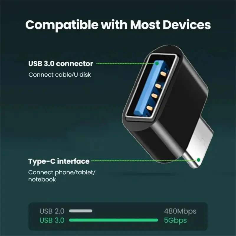 1/2/3/4/5/6/10/20Pcs Mini Type-C  To USB Adapter 3.0 USB-C  Male OTG A Female Data Connector