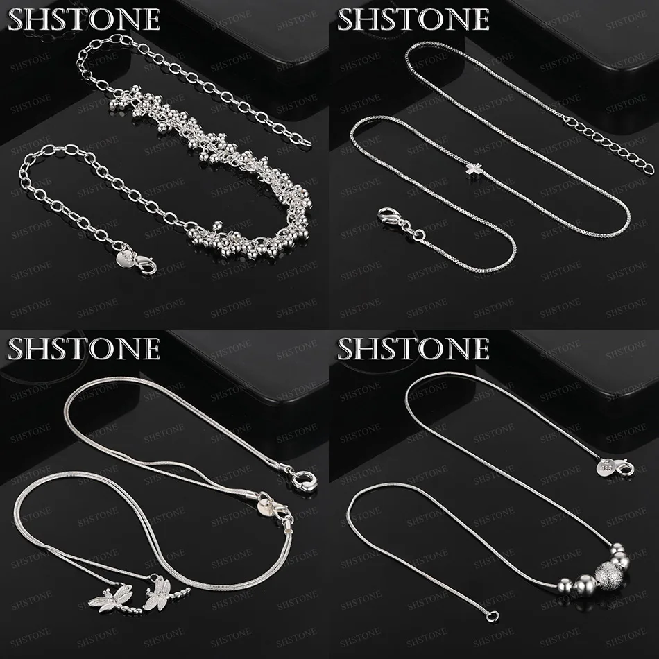 

Trend 925 Sterling Silver Dragonfly Smooth Frosted Beads Snake Chain Box Chain Necklace Lady Party Birthday Jewelry Pretty Gift