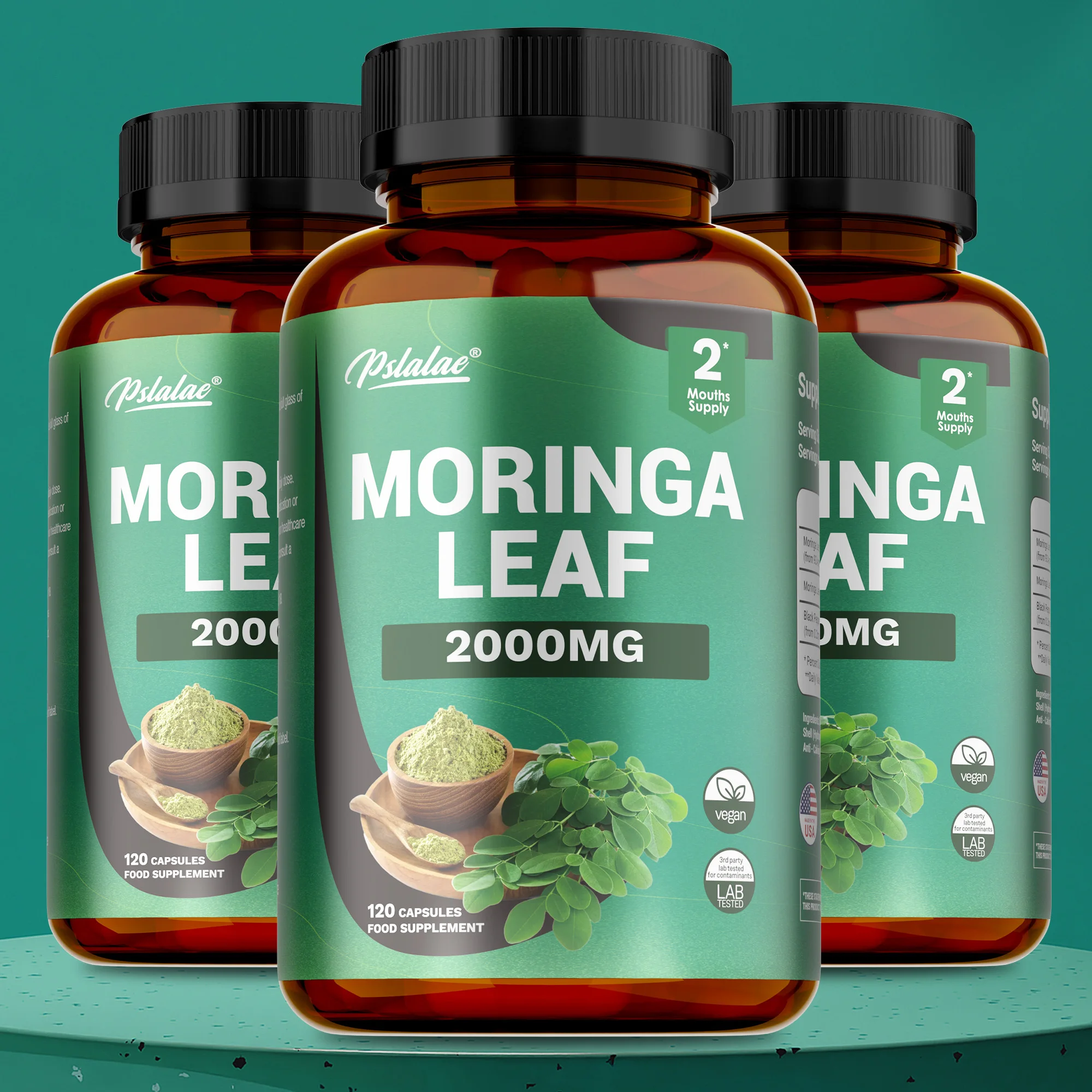 

Moringa Capsules - with Black Pepper, Moringa Leaves, Metabolism, Promote Nutrient Absorption, Supports Skin and Gut Health