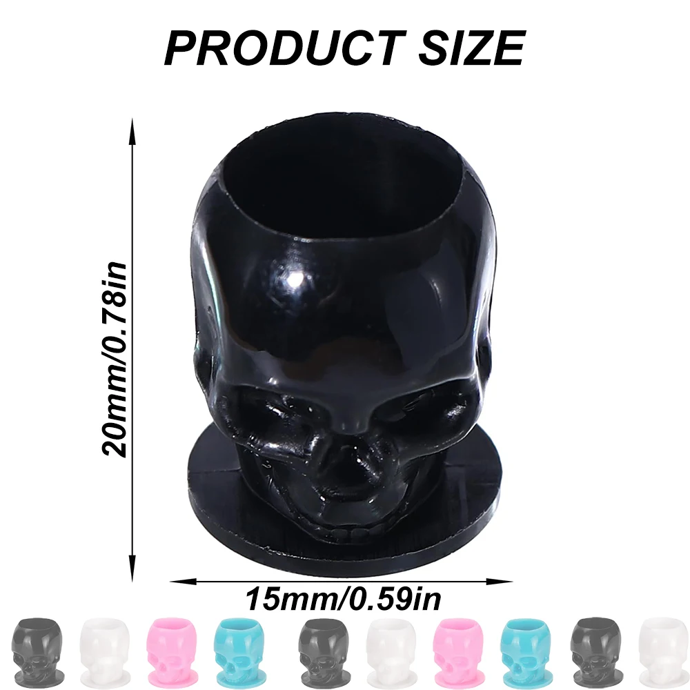 50/200PCS Disposable Tattoo Ink Cups Skull Shape Pigment Holder Caps With Base Permanent Makeup Container Tattoo Accessories