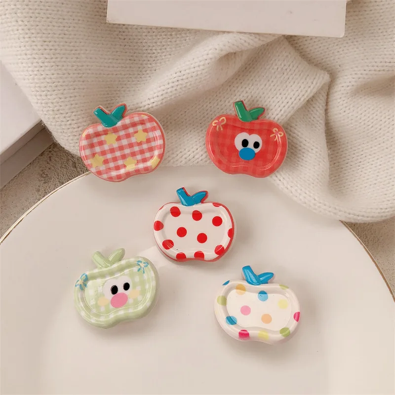 5 pieces of adorable apple hair clips, fun and youthful for girls, perfect for frontal side bangs, duckbill clip included.
