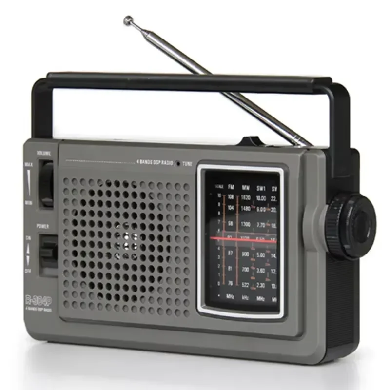 2026 Portable High Sensitivity FM / MW / SW Radio Big Horn DSP and Pointer Radios AC/DC Stereo Speaker Headphone Jack Multi