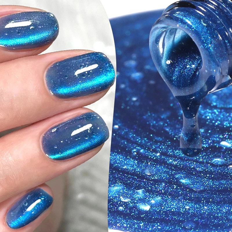 BORN PRETTY Blue Bubbly Crystal 10ml  Cat Magnetic Gel Polish Sliver Sparking Glitter Ultra Shine Soak Off UV Nail Art Design