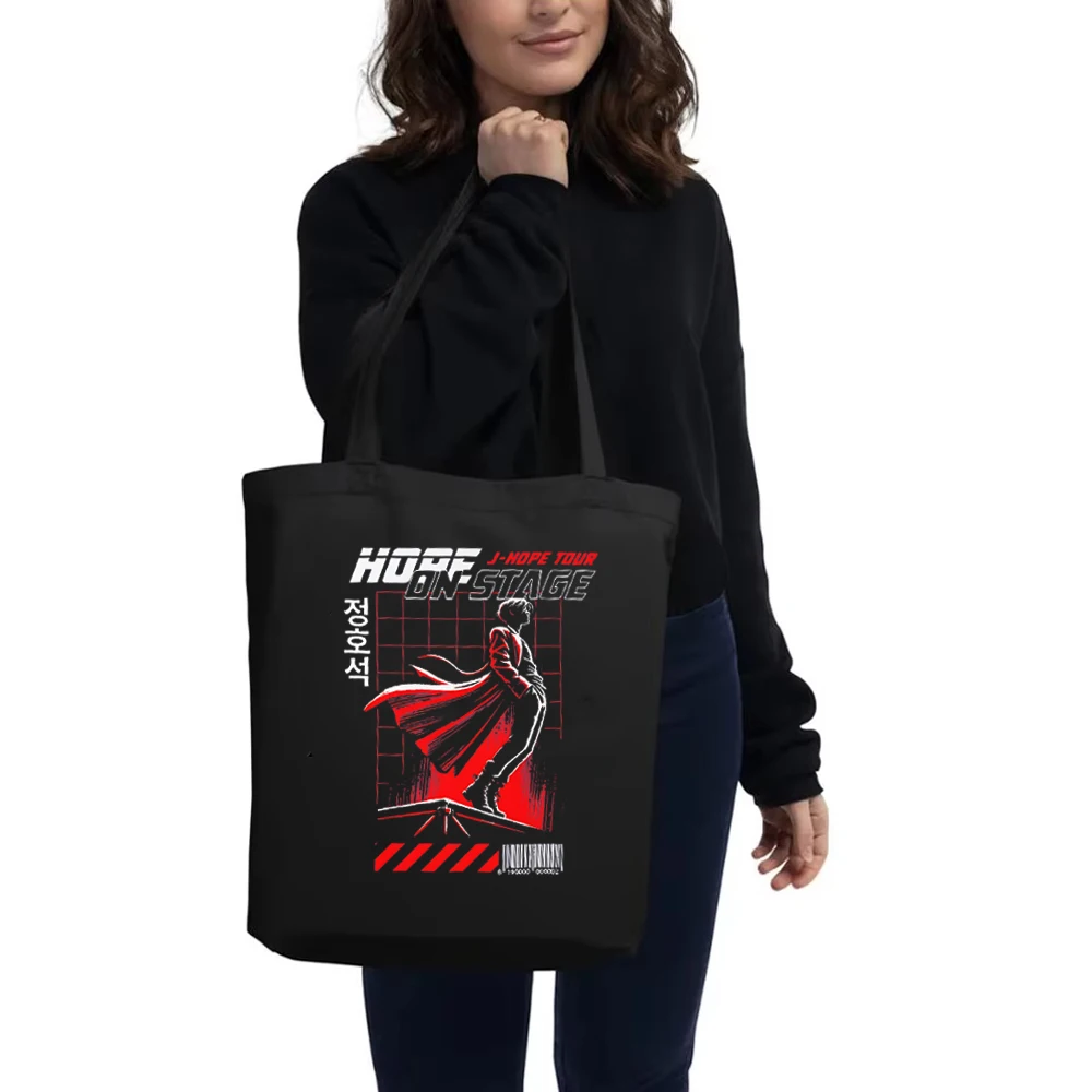 J-Hope Hope On The Stage Tour Harajuku tote bag Women's Music Concert Large capacity shopping bag Casual fashion shoulder bag