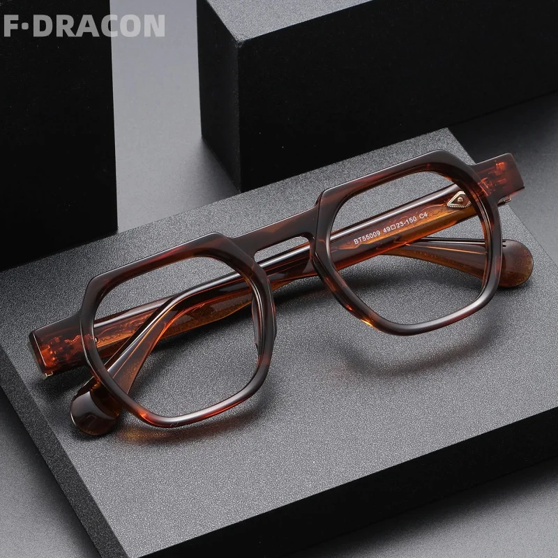 New Board Glasses Frame Retro Polygonal Men's and Women's Glasses Frame Wide Edge Optical Prescription Frame BT55009
