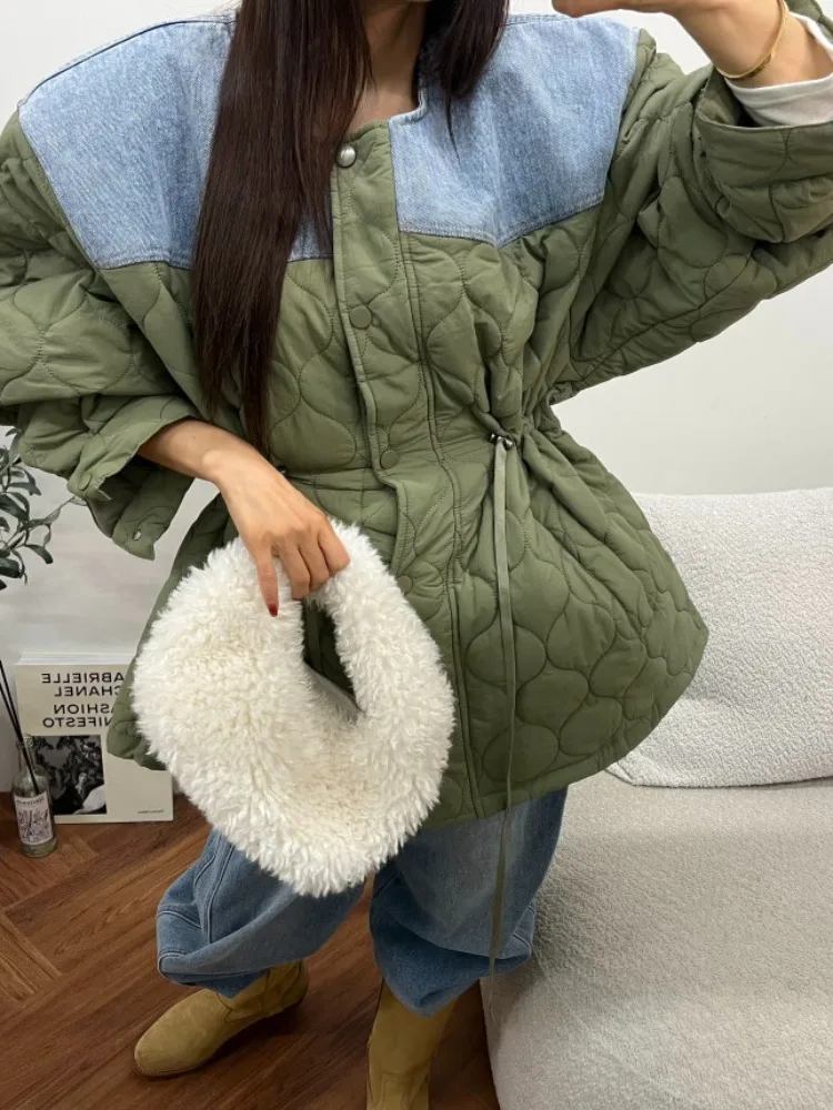 

Дизайн Sensation Color Blo Джинсовый волнистый узор Хлопок Джет Женский зимний новый универсальный топ Dstring Эксклюзивный онлайн-топ