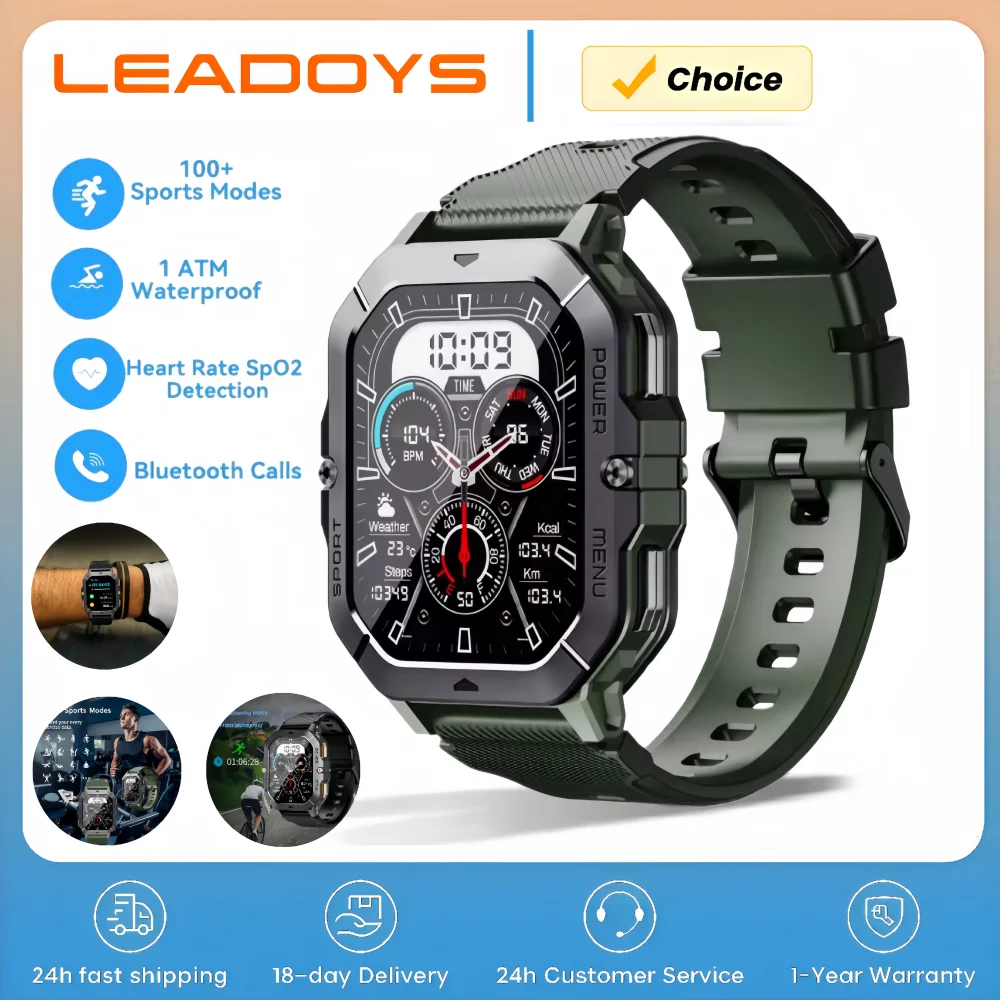 

LEADOYS C28 Waterproof Smart Watch Men 2.02 Inch Fitness Tracker Sport Wrist Smartwatch For Android IOS/ Bluetooth Call
