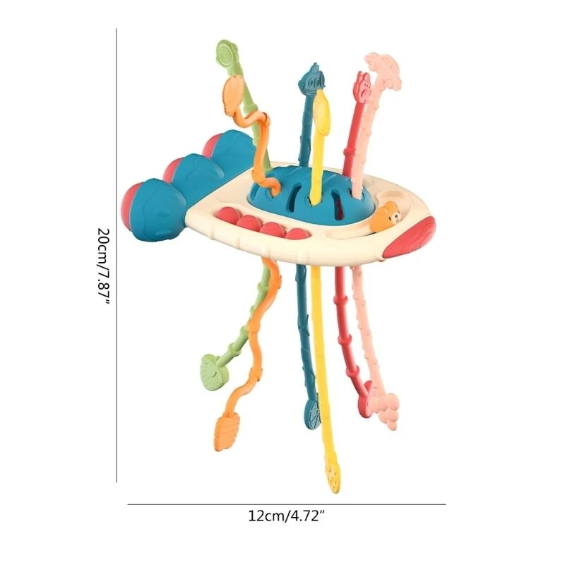 เด็กวัยหัดเดินดึง String ของเล่นนิ้วมือกด Baby Rattle Soother Rainbow Music เกรดอาหาร Teether Baby Teething ของขวัญ 15UB