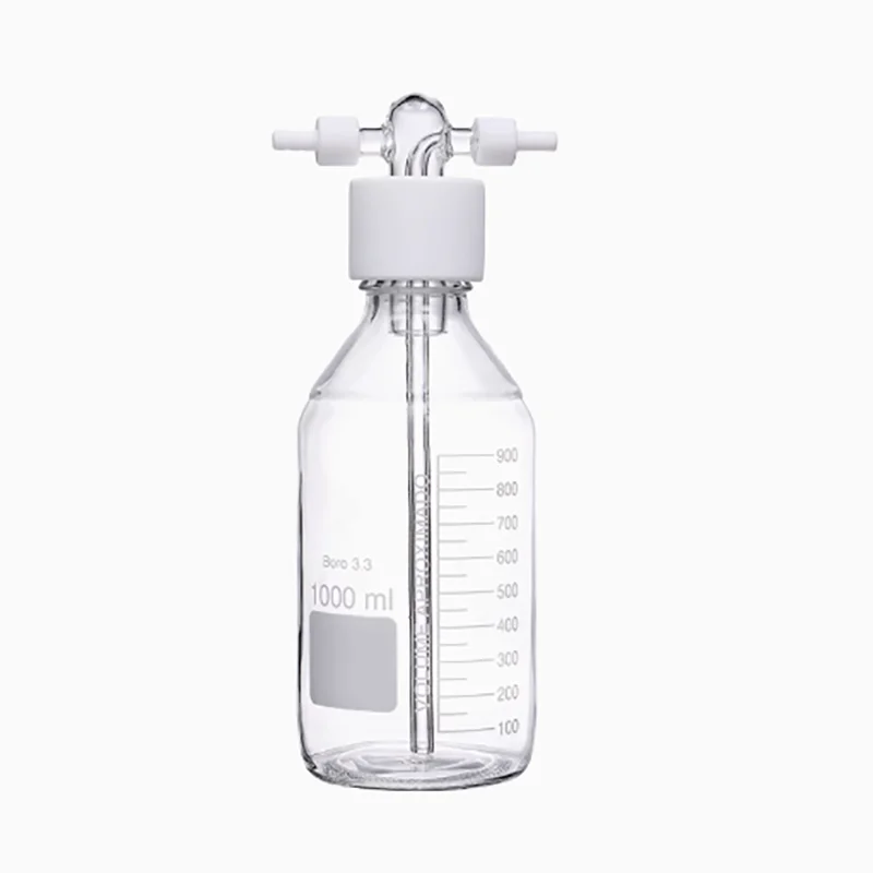 

Tetrafluoro screw port GL45 gas gas washing cylinder buffer bottle corrosion resistant 250/500/1000ml safety bottle